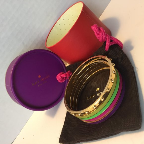 ♠︎💜💚♠︎KATE SPADE 5pcs Idiom Bangles♠︎💛💖♠︎ - Picture 1 of 8